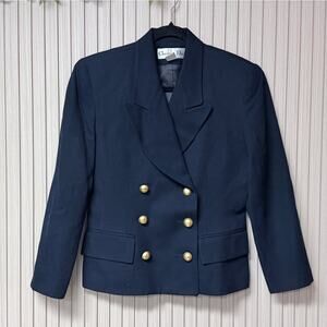 Christian Dior Women's Pure Wool Double-Breasted Blazer Dark Navy Size 4